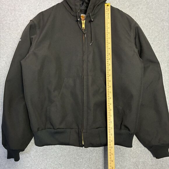 Carhartt Jacket Men’s M Black Duck Quilted Lined Workwear Hooded Heavy Duty - Picture 3 of 9
